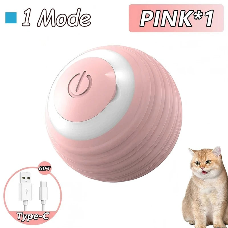 2 Stück Katzenspielzeug, interaktiver Ball, automatischer Rollball, Kunstschwanz, wiederaufladbar, intelligentes Haustier, elektrisches Spielzeug, Katzentraining, imitieren Maus