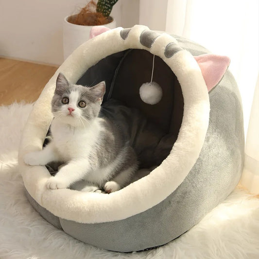 Katzenbett für tiefen Schlaf, Cartoon-Haustierbett, faltbar, abnehmbar, waschbar, für kleine Hunde, Mattentasche, Höhle, Katzenbett