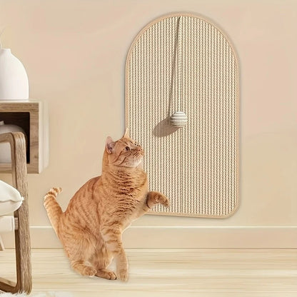 Sisal-Kratzmatte für Katzen – langlebiges, sofasicheres Kratzbrett mit verspieltem Spielzeug für Katzen, Katzenmatte
