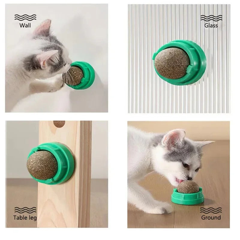 Katzenminze, Katzenwand-Aufklebeball, Kratzspielzeug, Leckerlis, gesund, natürlich, entfernt Bälle zur Förderung der Verdauung, Katzengras-Snack