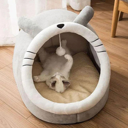 Katzenbett für tiefen Schlaf, Cartoon-Haustierbett, faltbar, abnehmbar, waschbar, für kleine Hunde, Mattentasche, Höhle, Katzenbett