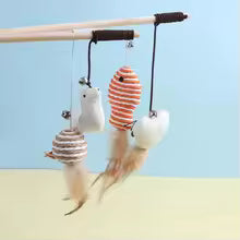 Neu Maus Holz Necken Katze Stange Katze Spielzeug Pet Liefert Feder Glocke Holz Stange Necken Katze