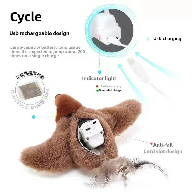 Interaktives Katzenspielzeug mit Katzenminze, elektrischer Pat Bird (mit Katzenminze), berührungsaktiviertes Quietsch-Plüschspielzeug für Hunde und Katzen, wiederaufladbar über USB 4,6 419 Bewertungen ౹