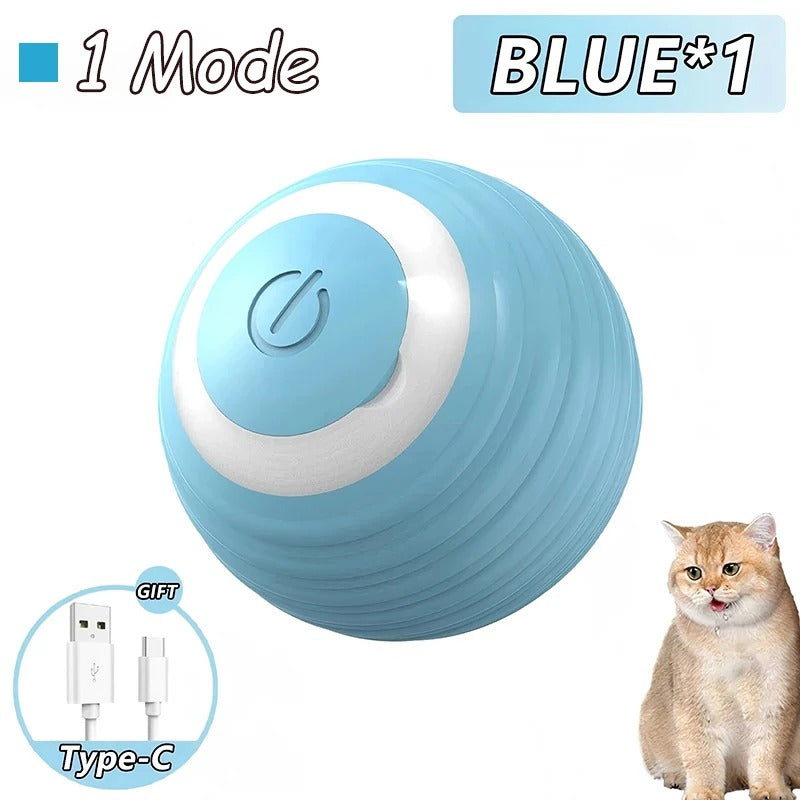 2 Stück Katzenspielzeug, interaktiver Ball, automatischer Rollball, Kunstschwanz, wiederaufladbar, intelligentes Haustier, elektrisches Spielzeug, Katzentraining, imitieren Maus